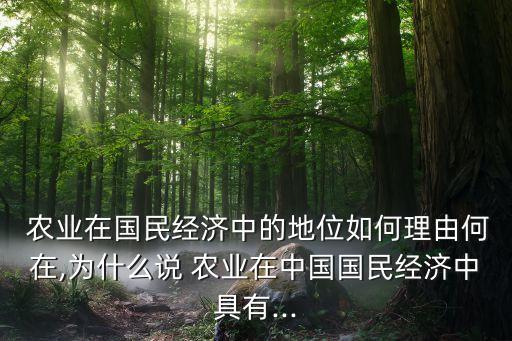  农业在国民经济中的地位如何理由何在,为什么说 农业在中国国民经济中具有...