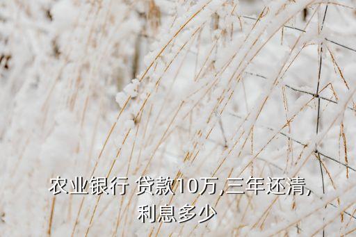  农业银行 贷款10万,三年还清,利息多少