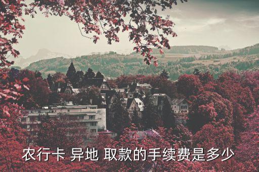 农行卡 异地 取款的手续费是多少