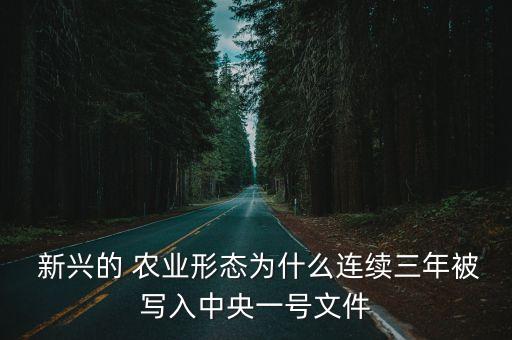  新兴的 农业形态为什么连续三年被写入中央一号文件