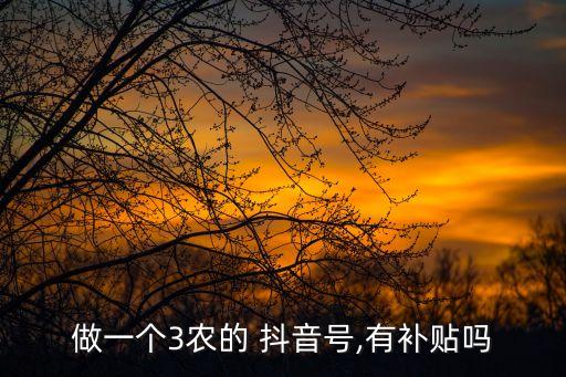 做一个3农的 抖音号,有补贴吗