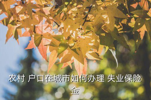 失业金农业户口怎么领取,农业户口可以领取失业补助金吗?