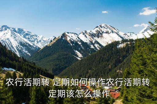 农行活期转 定期如何操作农行活期转 定期该怎么操作