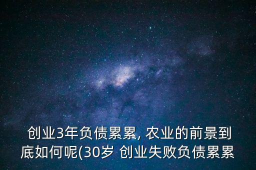  创业3年负债累累, 农业的前景到底如何呢(30岁 创业失败负债累累