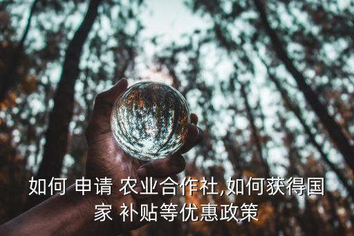 如何 申请 农业合作社,如何获得国家 补贴等优惠政策