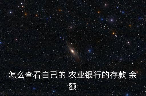 怎么查看自己的 农业银行的存款 余额