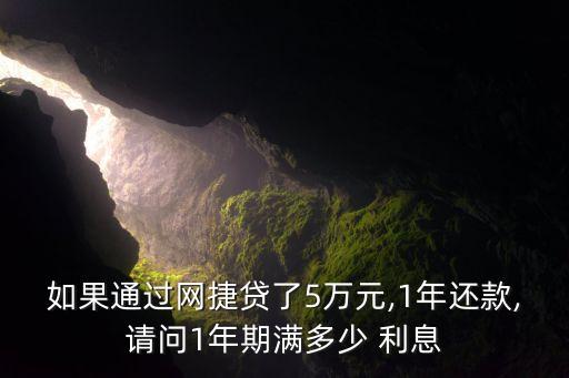 如果通过网捷贷了5万元,1年还款,请问1年期满多少 利息