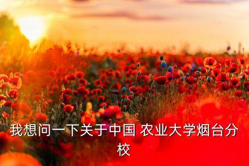 我想问一下关于中国 农业大学烟台分校