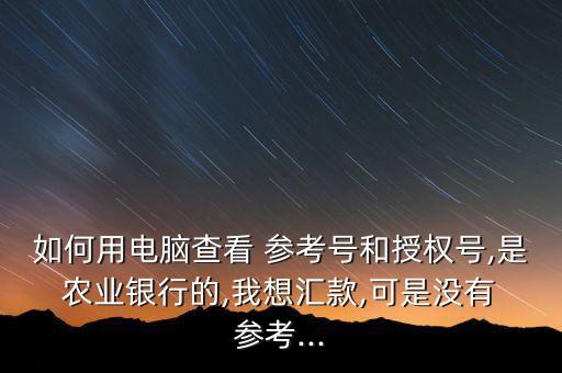 农业银行怎么用参考码
