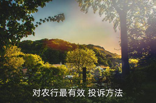对农行最有效 投诉方法