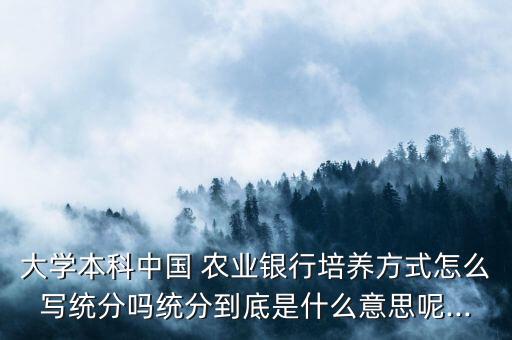 大学本科中国 农业银行培养方式怎么写统分吗统分到底是什么意思呢...