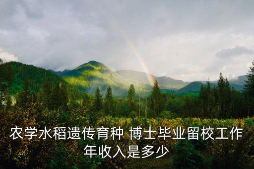 农学水稻遗传育种 博士毕业留校工作年收入是多少