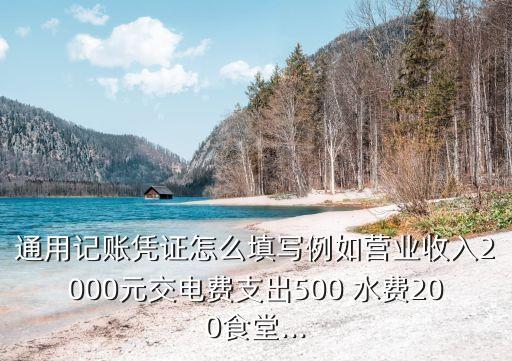 通用记账凭证怎么填写例如营业收入2000元交电费支出500 水费200食堂...