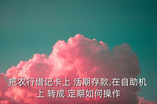 把农行借记卡上 活期存款,在自助机上 转成 定期如何操作