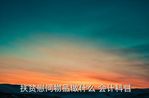  扶贫慰问物品做什么 会计科目