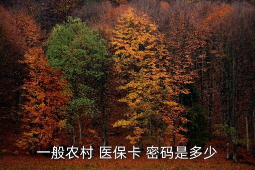 一般农村 医保卡 密码是多少