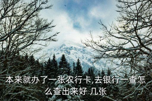 本来就办了一张农行卡,去银行一查怎么查出来好 几张