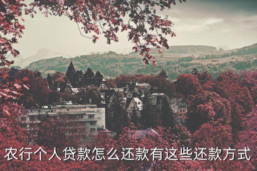 农行个人贷款怎么还款有这些还款方式