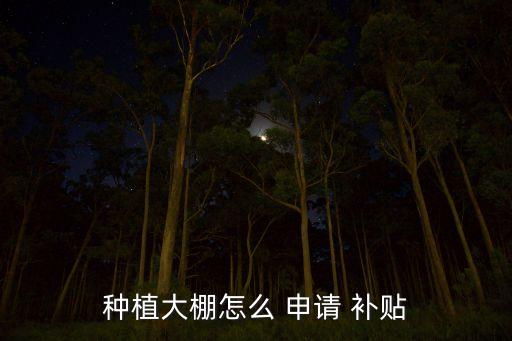 种植大棚怎么 申请 补贴