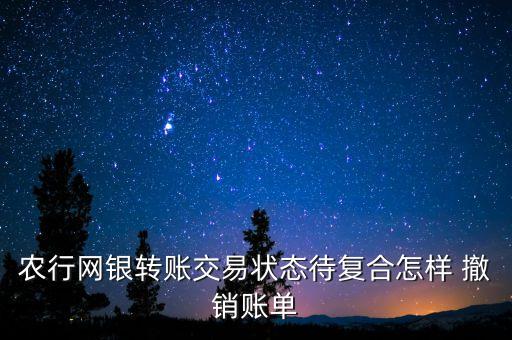 农行网银转账交易状态待复合怎样 撤销账单