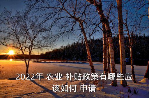 2022年 农业 补贴政策有哪些应该如何 申请