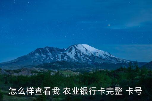 怎么样查看我 农业银行卡完整 卡号
