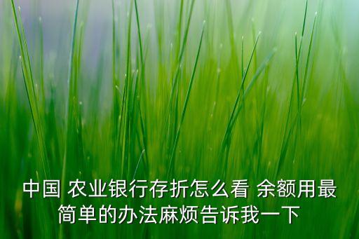 农业银行余额怎么显示