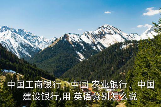 中国工商银行、中国 农业银行、中国建设银行,用 英语分别怎么说