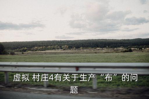  虚拟 村庄4有关于生产“布”的问题