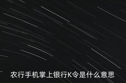 农行手机掌上银行K令是什么意思
