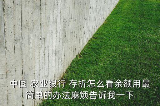 农业银行存折怎么查询