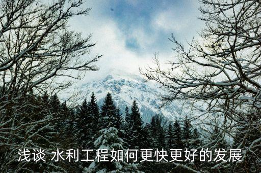 农业水利怎么能说的高大上