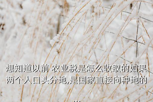 想知道以前 农业税是怎么收取的如果两个人口头分地,是国家直接向种地的...