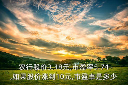 农行股价3.18元,市盈率5.74,如果股价涨到10元,市盈率是多少