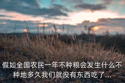 假如没有农业了会怎么样