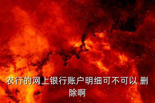 农行的网上银行账户明细可不可以 删除啊