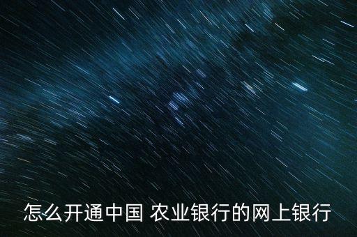 怎么开个农业银行网银助手,农业银行是否可以开网银