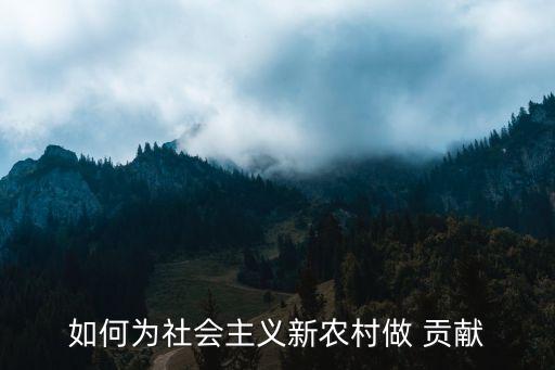 农业作贡献怎么办