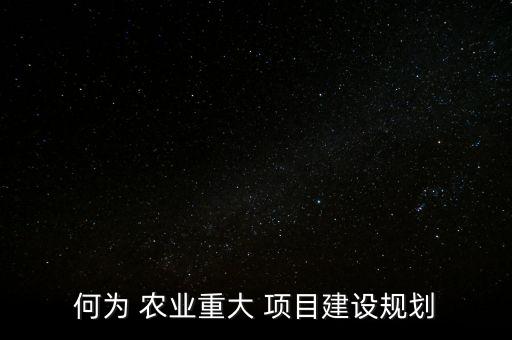 何为 农业重大 项目建设规划