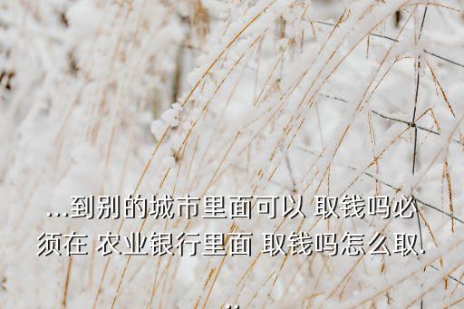 怎么样在农业银行取钱,农业银行一天最多能取多少钱