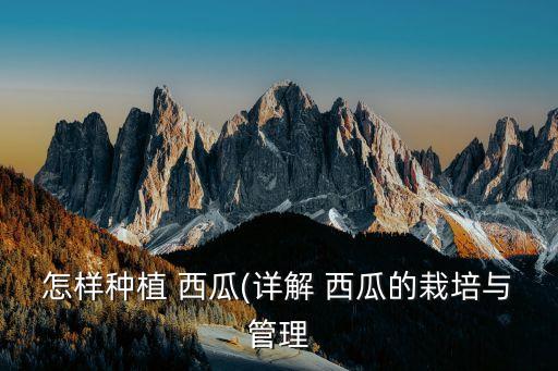 种西瓜属于什么农业方式,种茶树属于什么农业