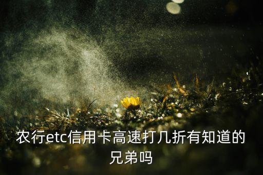 农业银行etc怎么没有优惠