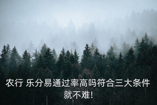 农业银行乐分易业务怎么样