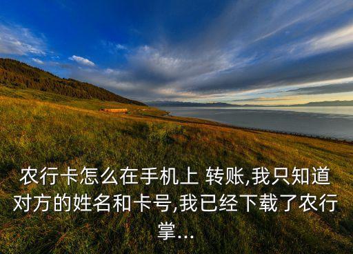 知道农业银行卡号怎么转账,农业银行转账卡号对姓名不符可以转进去吗