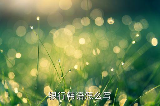 农业银行韩语怎么写