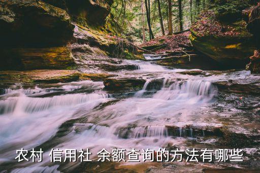 农村 信用社 余额查询的方法有哪些