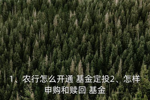 农业银行基金卡怎么办