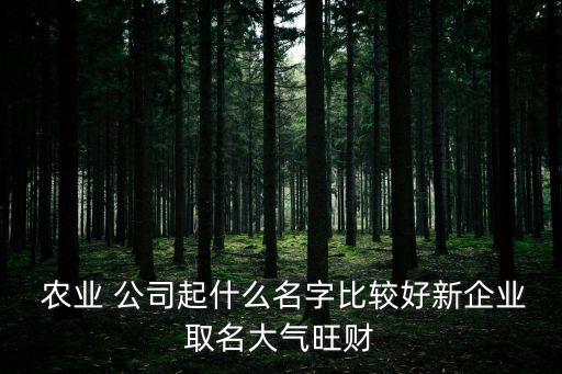 农业公司的名称怎么起得好,公司注册名称怎么起