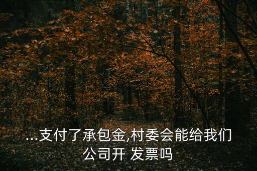 ...支付了承包金,村委会能给我们公司开 发票吗