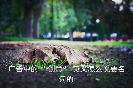 广告中的“ 创意” 英文怎么说要名词的